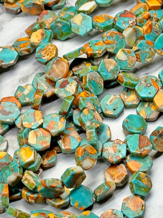 Sea Sediment Jasper Hexagon Beads Strand - Mixed Color - 11mm