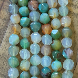 Faceted Star Cut Peacock Agate - 10mm