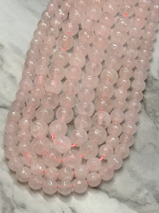Faceted Rose Quartz Bead Strand - 4mm - 6mm - 8mm - 10mm - 12mm