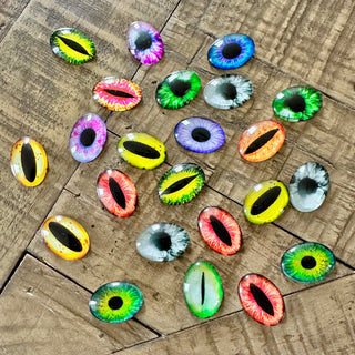 Dragon Eye Glass Cabochon - Assorted Colors - Oval - Round