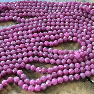 Faceted Ruby Bead Strand - 3mm