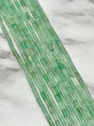Green Aventurine Column Beads Strand - 4x2mm