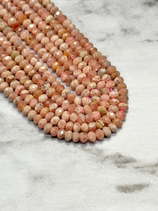 Argentina Rhodochrosite Faceted Rondelle Beads Strand