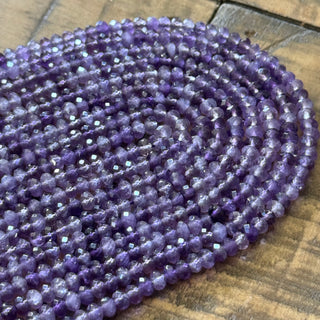 Faceted Rondelle Amethyst Bead Strand - 4mm