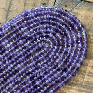 Faceted Rondelle Amethyst Bead Strand - 4mm