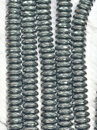 Hematite Faceted Rondelle Beads Strand - 12x3mm