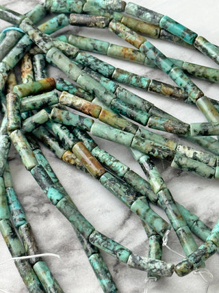 African Turquoise Jasper Column Beads Strand - 14x4mm