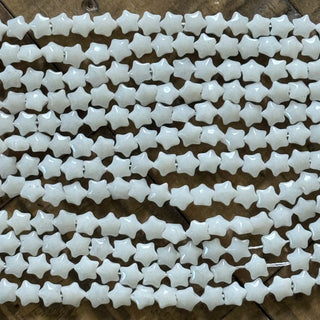 White Jade Puff Star Bead Strand - 7mm