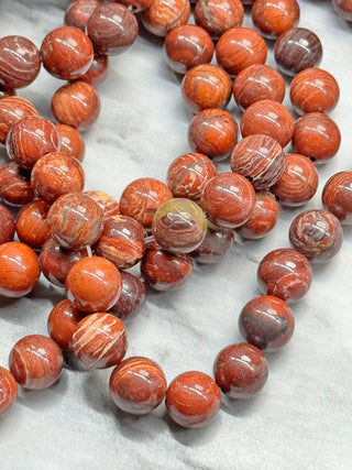 Red Snakeskin Jasper Beads Strand - 8mm