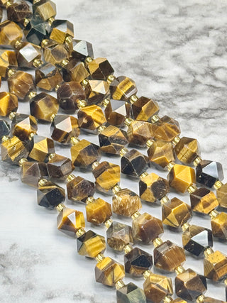 Tigers Eye Faceted Octagonal Beads Strand - 10mm