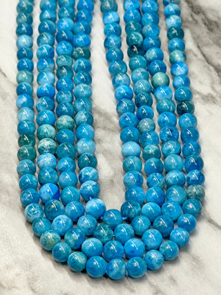 Grade AB Blue Apatite Beads Strand - 6mm