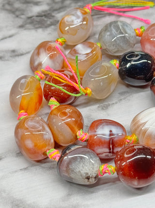 Fire Crackle Agate Nuggets Beads Strand - Orange - 13-20mm