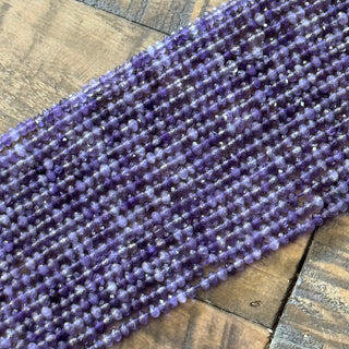 Faceted Rondelle Amethyst Bead Strand - 4mm