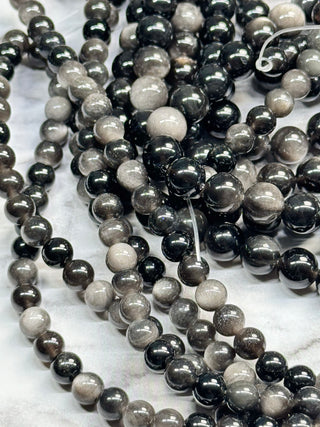 Silver Sheen Obsidian Beads Strand - 4mm - 6mm - 8mm
