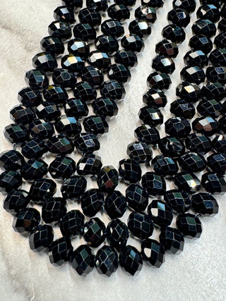 Black Tourmaline Bead Strand - Faceted Rondelle - 4x3mm
