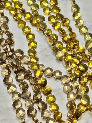 Hematite Faceted Coin Beads Strand - 8mm - Multiple Colors