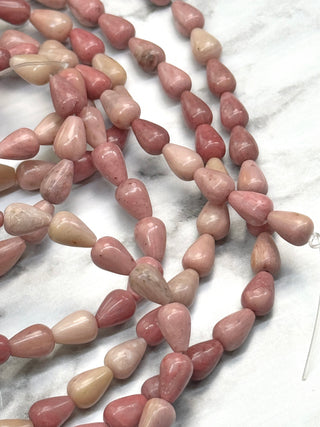 Pink Rhodonite Teardrop Beads Strand - 9x6mm