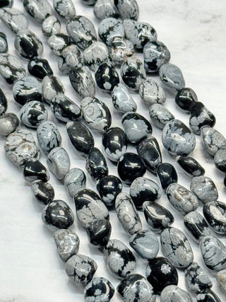 Snowflake Obsidian Tumbled Beads Strand - 5-8mm