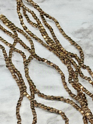Copper Hematite Cube Beads Strand - 2mm - 3mm