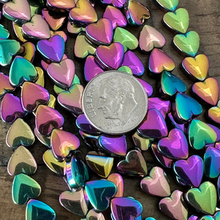 Electroplated Hematite Heart Bead Strand - 6mm - 8mm - 10mm