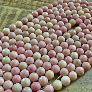 Faceted Pink Rhodonite Bead Strand - 4mm - 6mm - 8mm