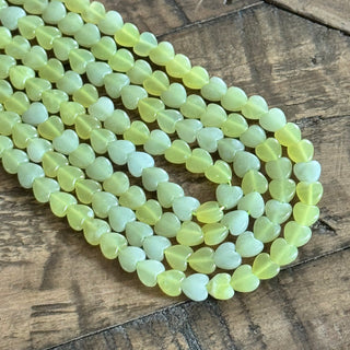 Lemon Jade Heart Shaped Bead Strand - 6mm