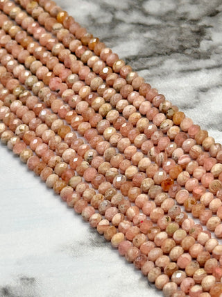 Argentina Rhodochrosite Faceted Rondelle Beads Strand