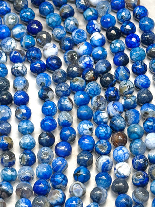 Fire Crackle Agate Faceted Beads Strand - 8mm