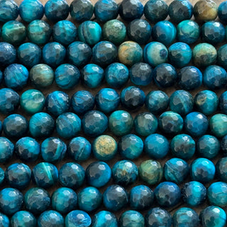 Faceted Blue Tigers Eye Bead Strand - 8mm