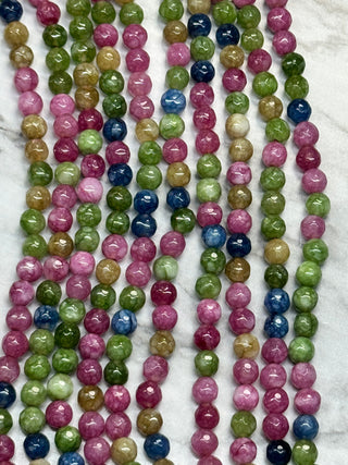 White Jade Faceted Beads Strand - 6mm