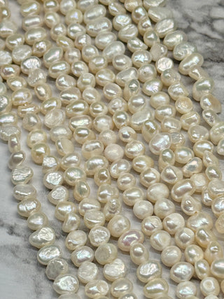 Freshwater Pearl Nugget Beads Strand - Marine Blue or Seashell Color