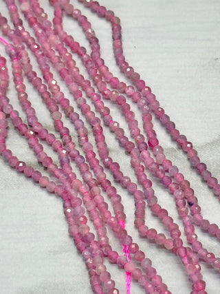 Pink Tourmaline Faceted Beads Strand - 2mm