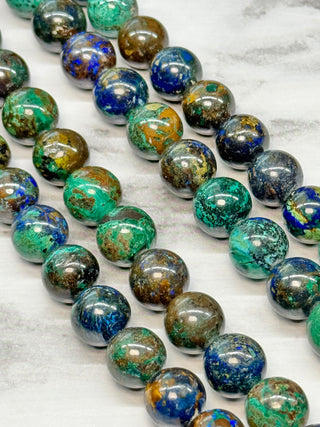 Grade AB Azurite Beads Strand - 4.5mm - 10mm