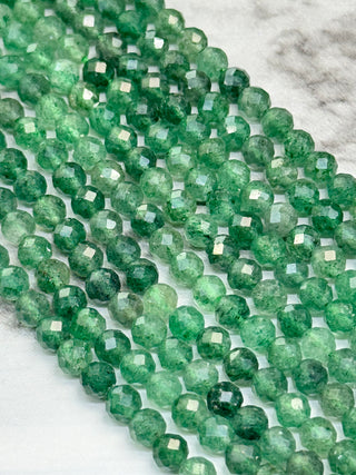 Green Strawberry Quartz Faceted Beads Strand - 4mm