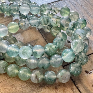 Grade A Natural Moss Agate Bead Strands - 4mm - 6mm - 8mm