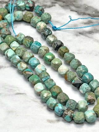 HuBei Turquoise Faceted Cube Beads Strand - 6mm