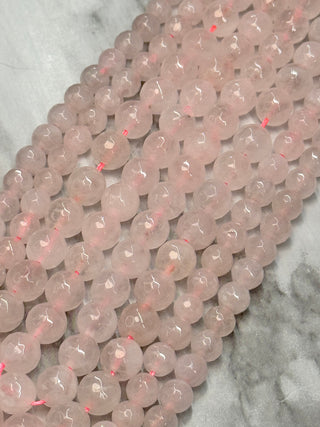 Faceted Rose Quartz Bead Strand - 4mm - 6mm - 8mm - 10mm - 12mm