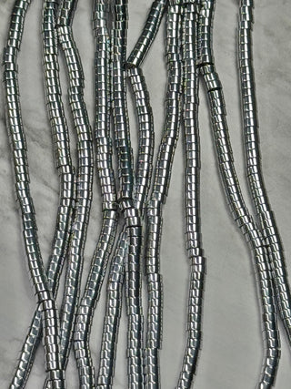 Platinum Tone Hematite Heishi Beads Strand - 4x2mm - 6x2mm