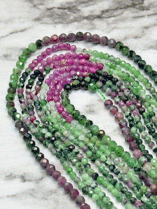 Ruby in Zoisite Gradient Color Faceted Beads Strand - 2mm