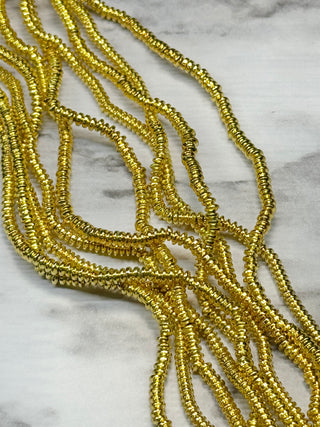 Hematite Rondelle Beads Strand - 3x1.5mm -  Silver - Gold - Light Gold