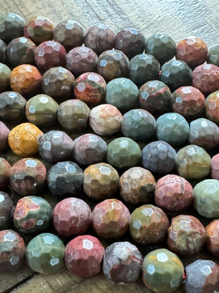 128 Facet Picasso Jasper Bead Strand - 6mm - 8mm