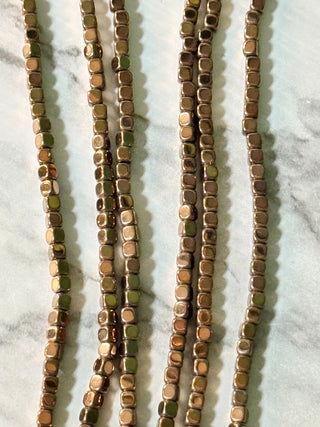 PVD Plated Hematite Square Beads Strand - 3mm - Multiple Colors