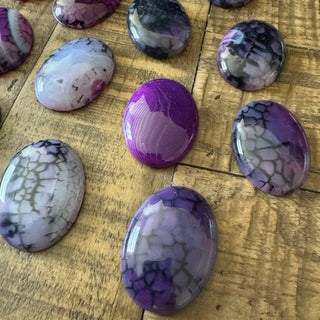 Oval Dark Pink Dragons Vein Agate Cabochon 30x40mm