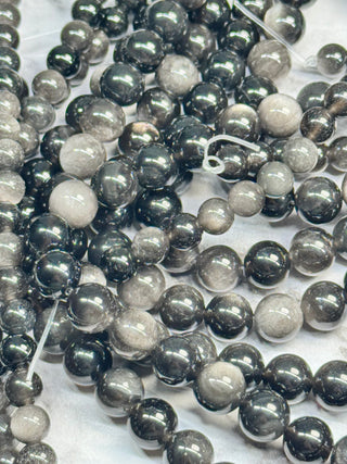 Silver Sheen Obsidian Beads Strand - 4mm - 6mm - 8mm