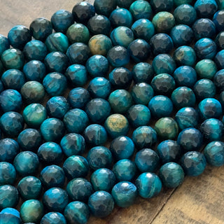 Faceted Blue Tigers Eye Bead Strand - 8mm
