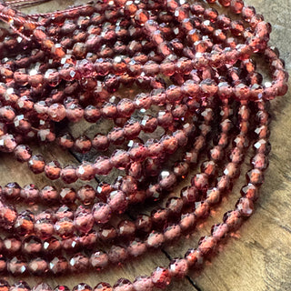 Grade AA Faceted Garnet Bead Strand - 3mm
