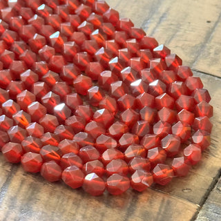 Carnelian Faceted Star Cut Beads Strand - 8mm