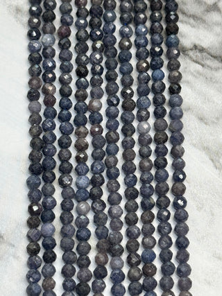 Sapphire Faceted Beads Strand - 3mm