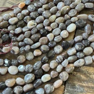 Black Sunstone Tumbled Stone Bead Strand - 5-8mm