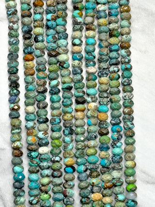 HuBei Turquoise Faceted Rondelle Beads Strand - 4x2mm